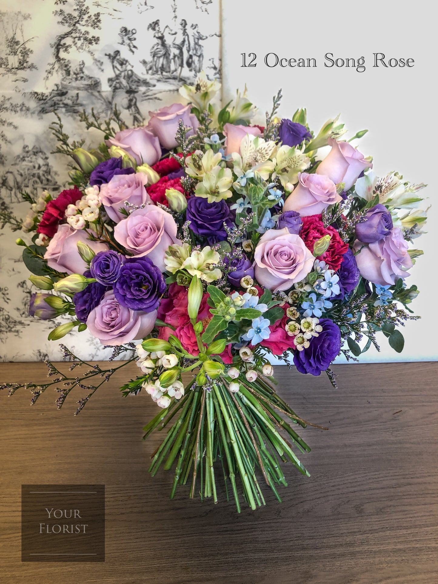 12 Ocean Song Purple Rose Bouquet 12枝海洋之歌紫玫瑰花束