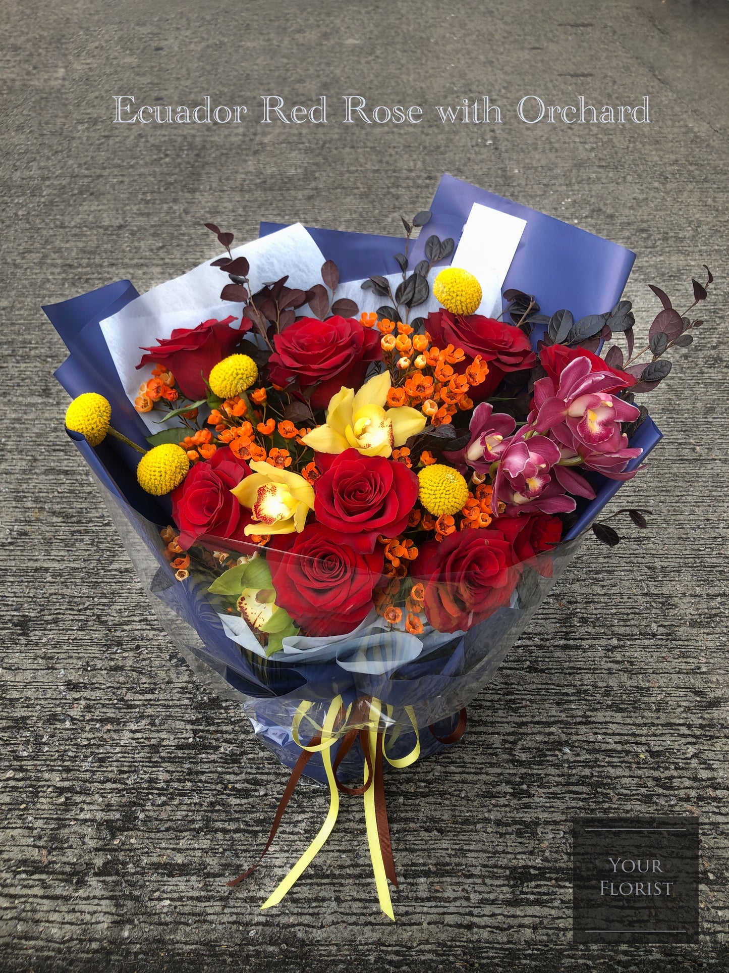 9 Ecuador Red Rose with Orchid Bouquet 厄瓜多紅玫瑰 + 蕙蘭花束