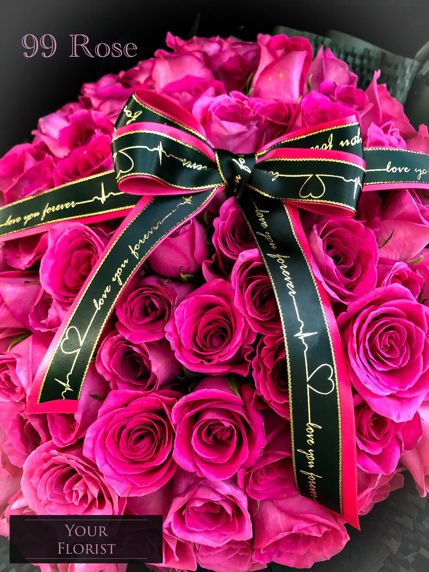 99 Deep Pink Rose Bouquet 99枝桃紅玫瑰花束