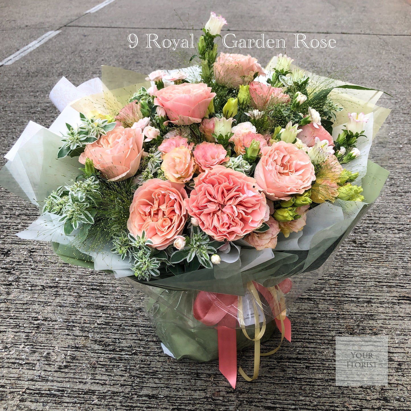9 Heart Shape Garden Rose Bouquet 9枝庭園玫瑰花束