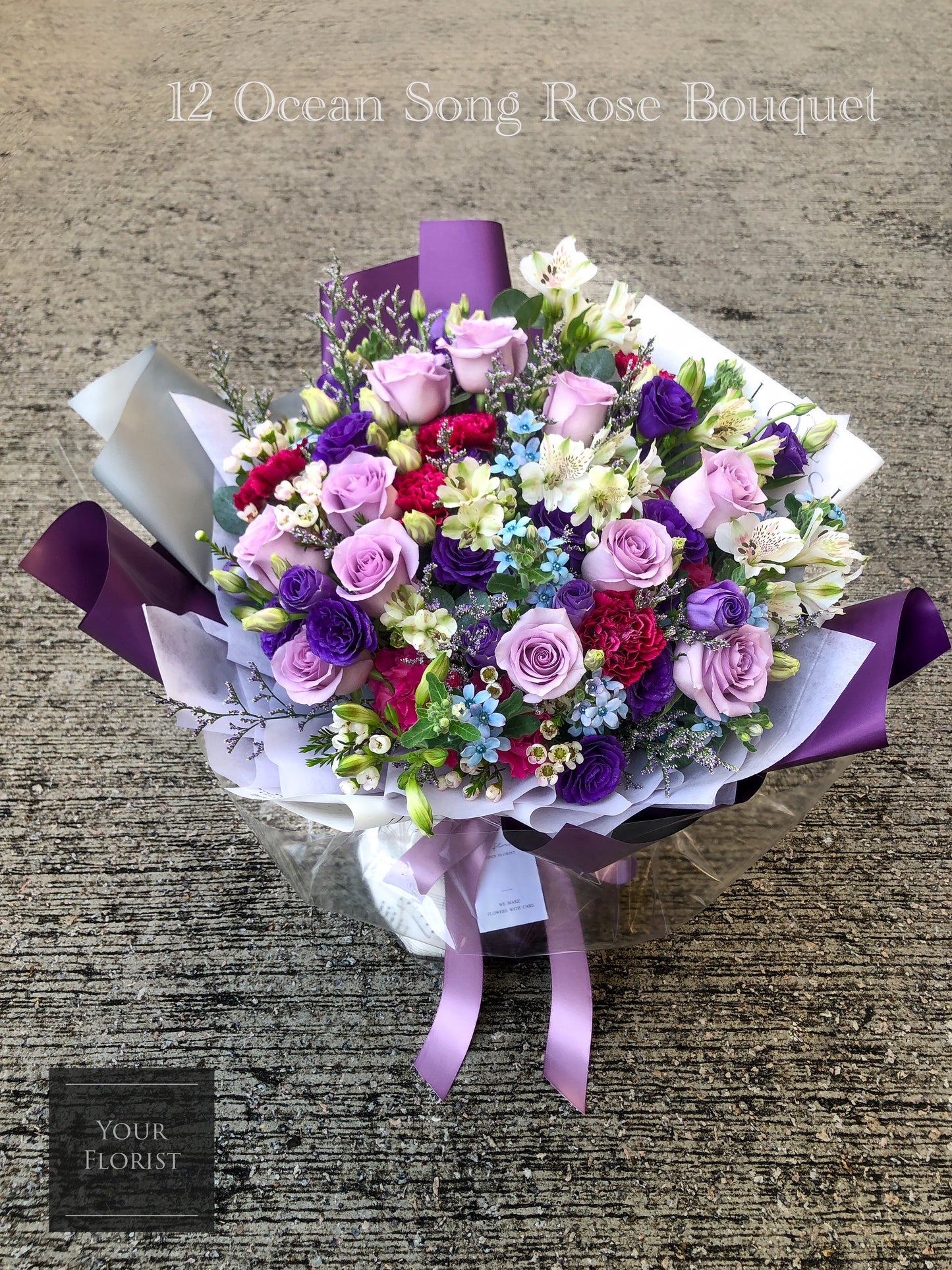 12 Ocean Song Purple Rose Bouquet 12枝海洋之歌紫玫瑰花束