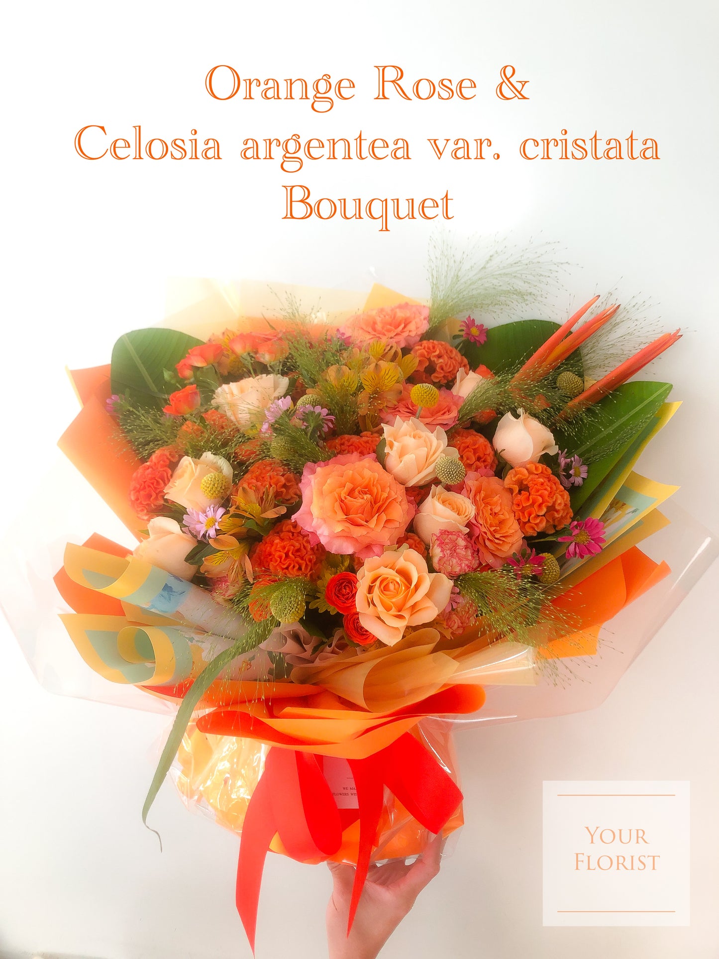 Orange Rose Bouquet 橙玫瑰 橙雞冠花花束 (季節限定)