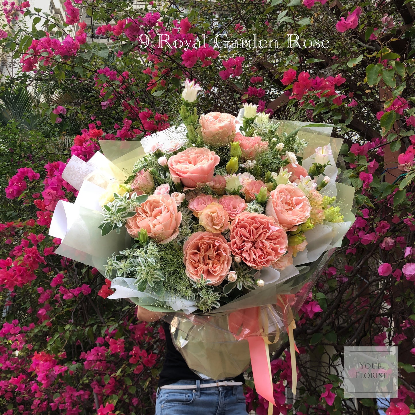 9 Heart Shape Garden Rose Bouquet 9枝庭園玫瑰花束