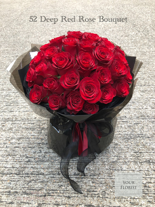 52 Deep Red Rose Bouquet