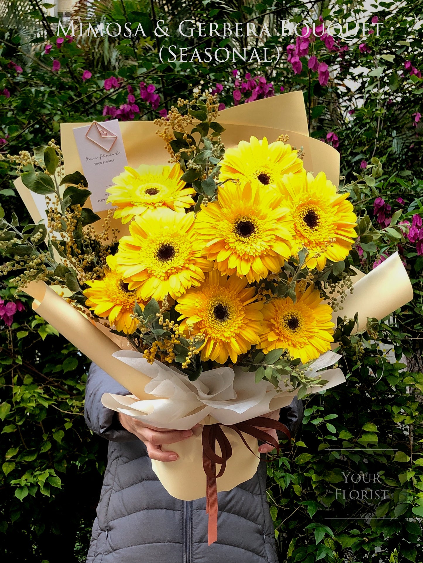 Mimosa & Gerbera Bouquet (Seasonal) 金合歡太陽菊花束（季節性）