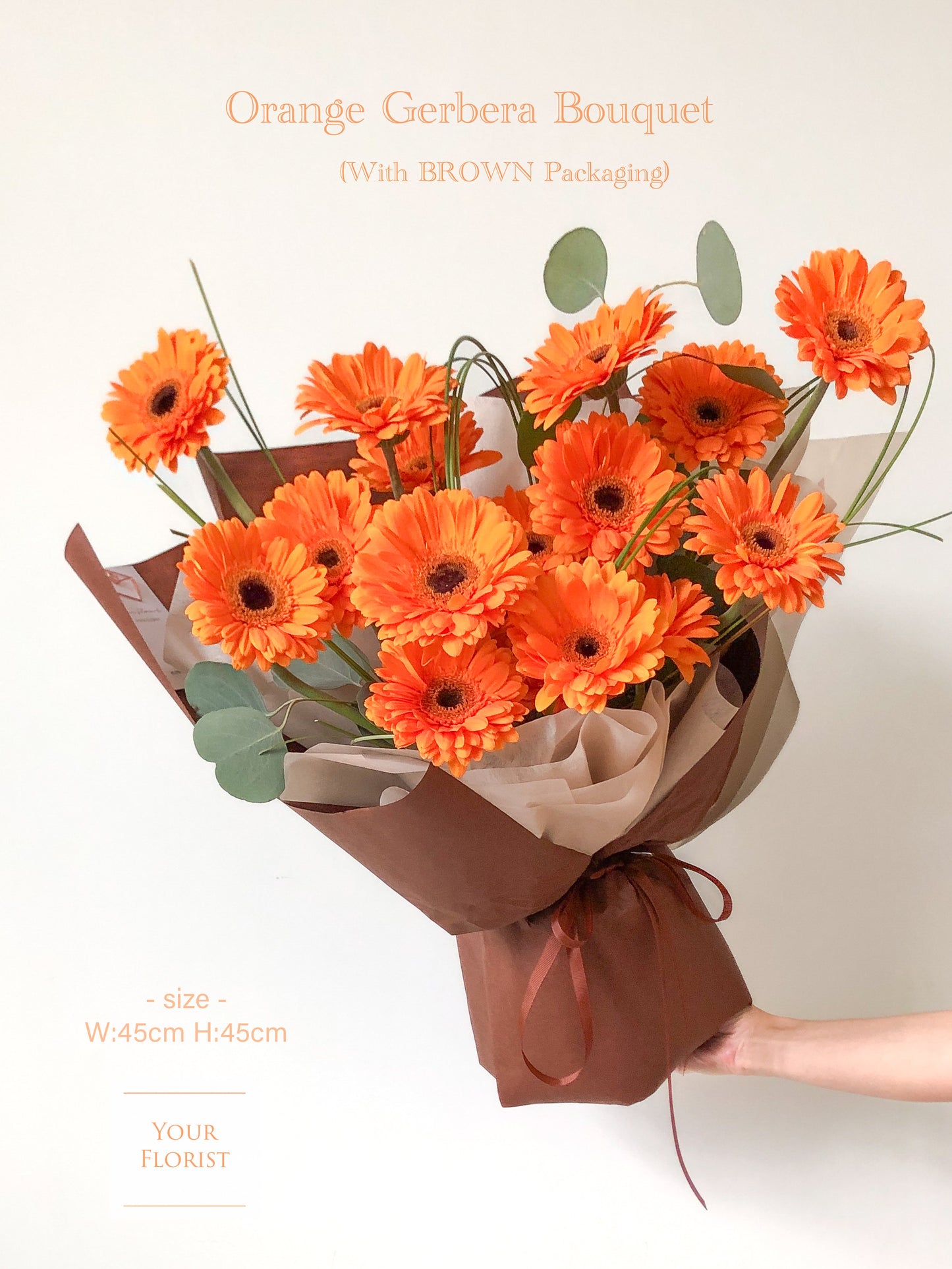 Orange Gerbera Hand Tied Bouquet (Structural Design) 橙太陽菊架構式手綁花束