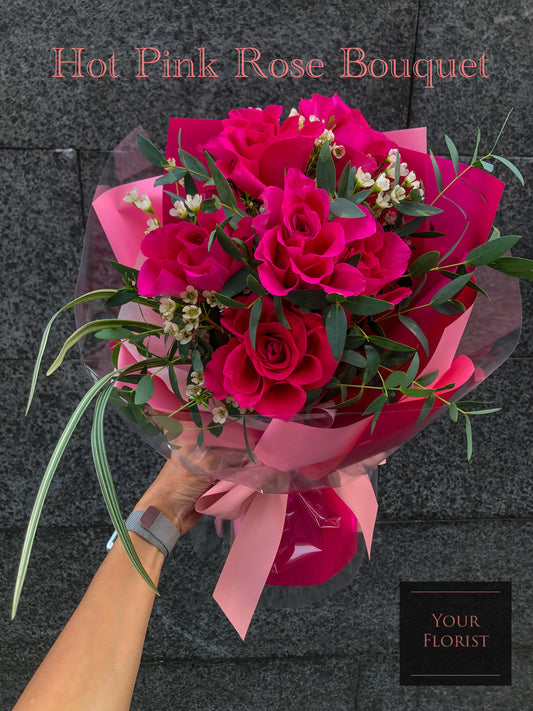 Hot Pink Rose Bouquet (small) 桃紅玫瑰小花束 — 此產品不包運費