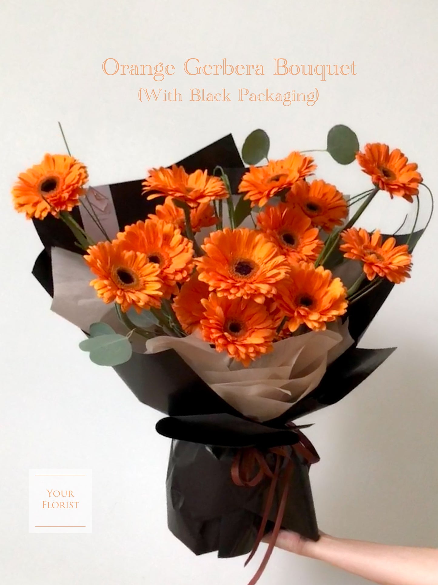 Orange Gerbera Hand Tied Bouquet (Structural Design) 橙太陽菊架構式手綁花束