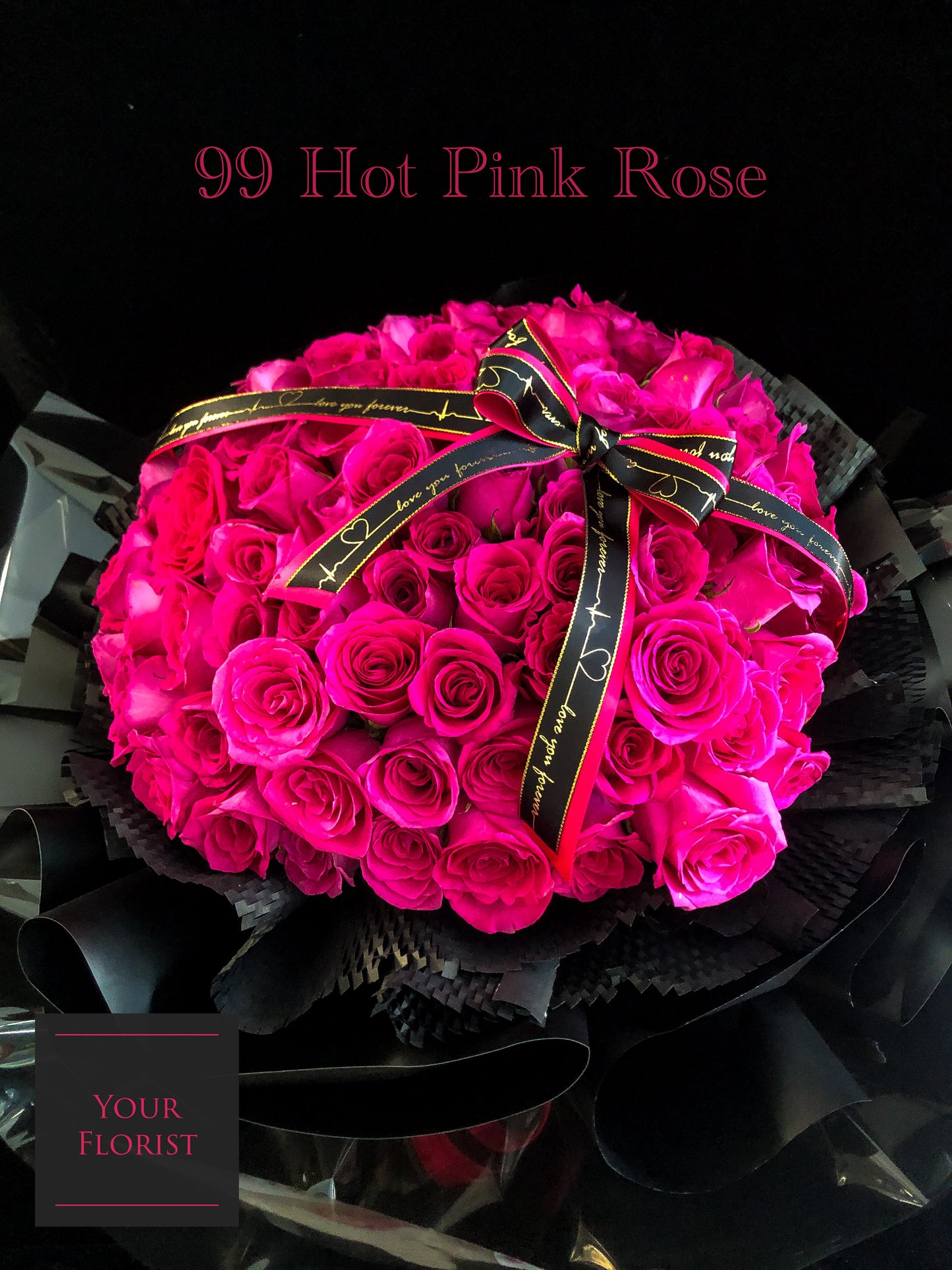 99 Deep Pink Rose Bouquet 99枝桃紅玫瑰花束