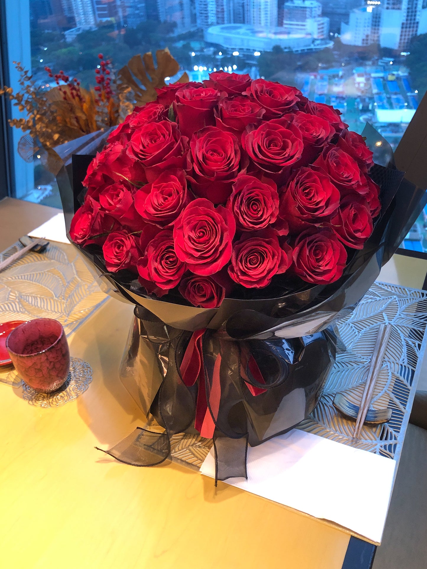 52 Deep Red Rose Bouquet