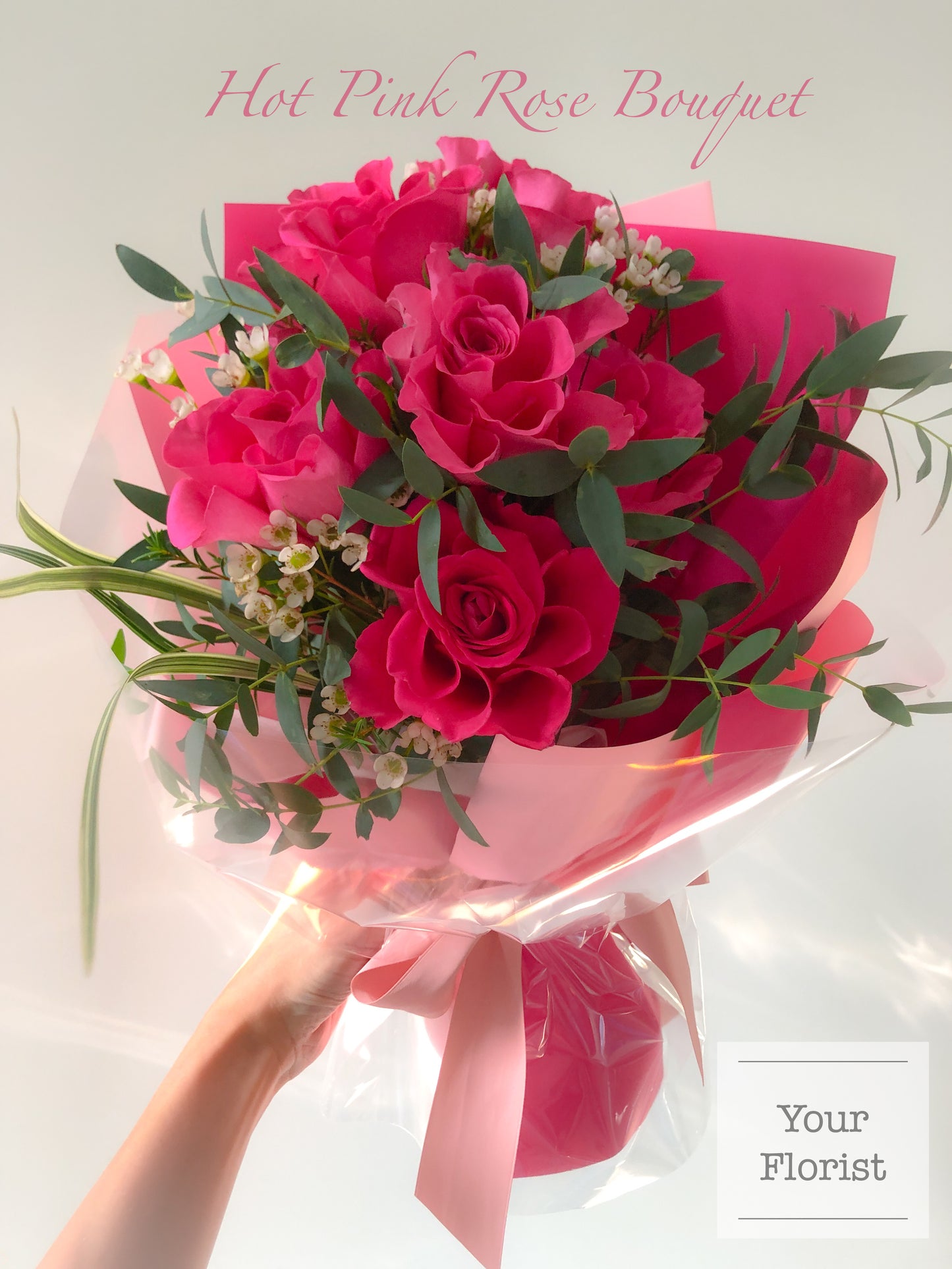 Hot Pink Rose Bouquet (small) 桃紅玫瑰小花束 — 此產品不包運費