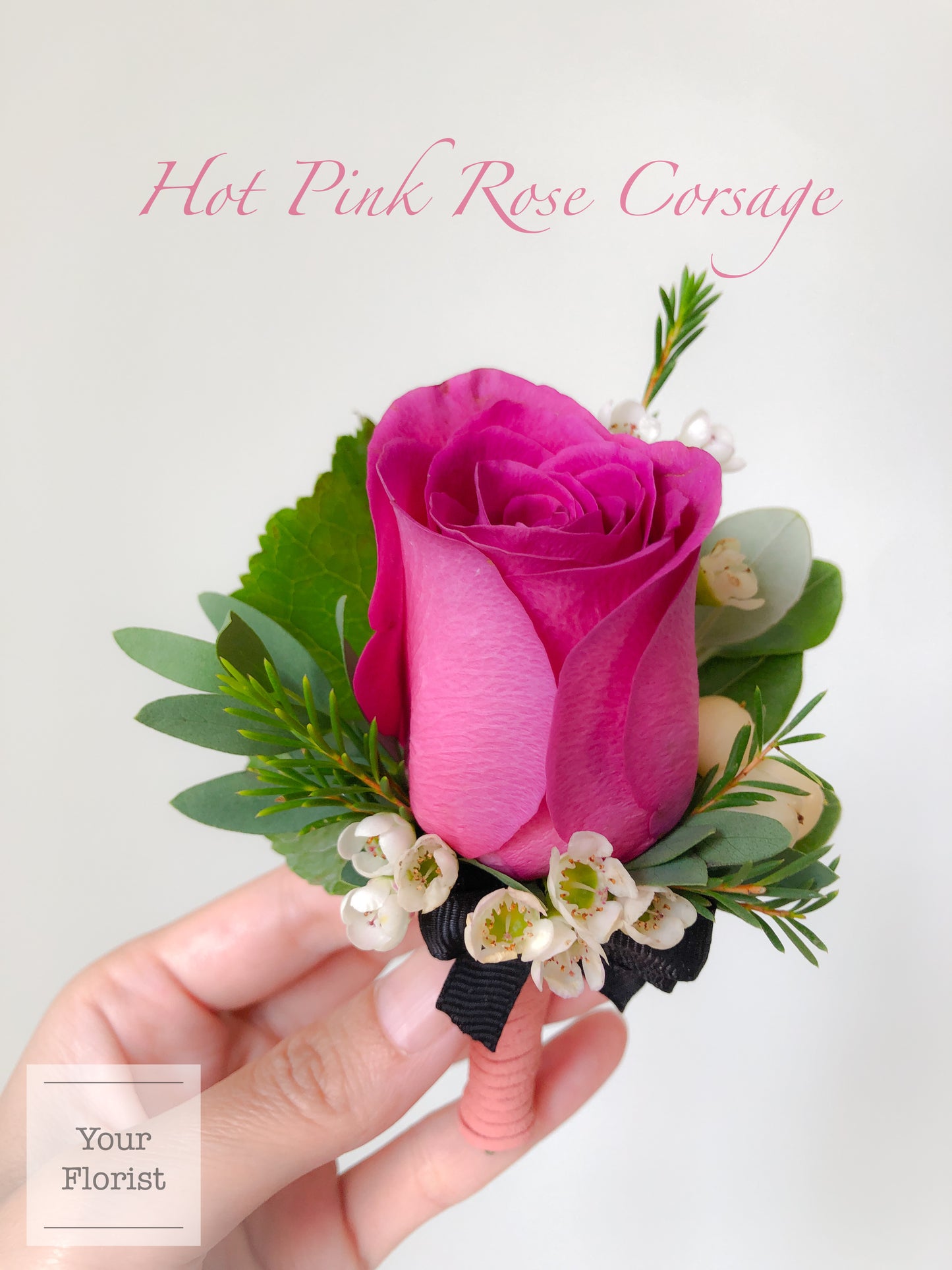 Hot Pink Rose Corsage 桃紅玫瑰襟花