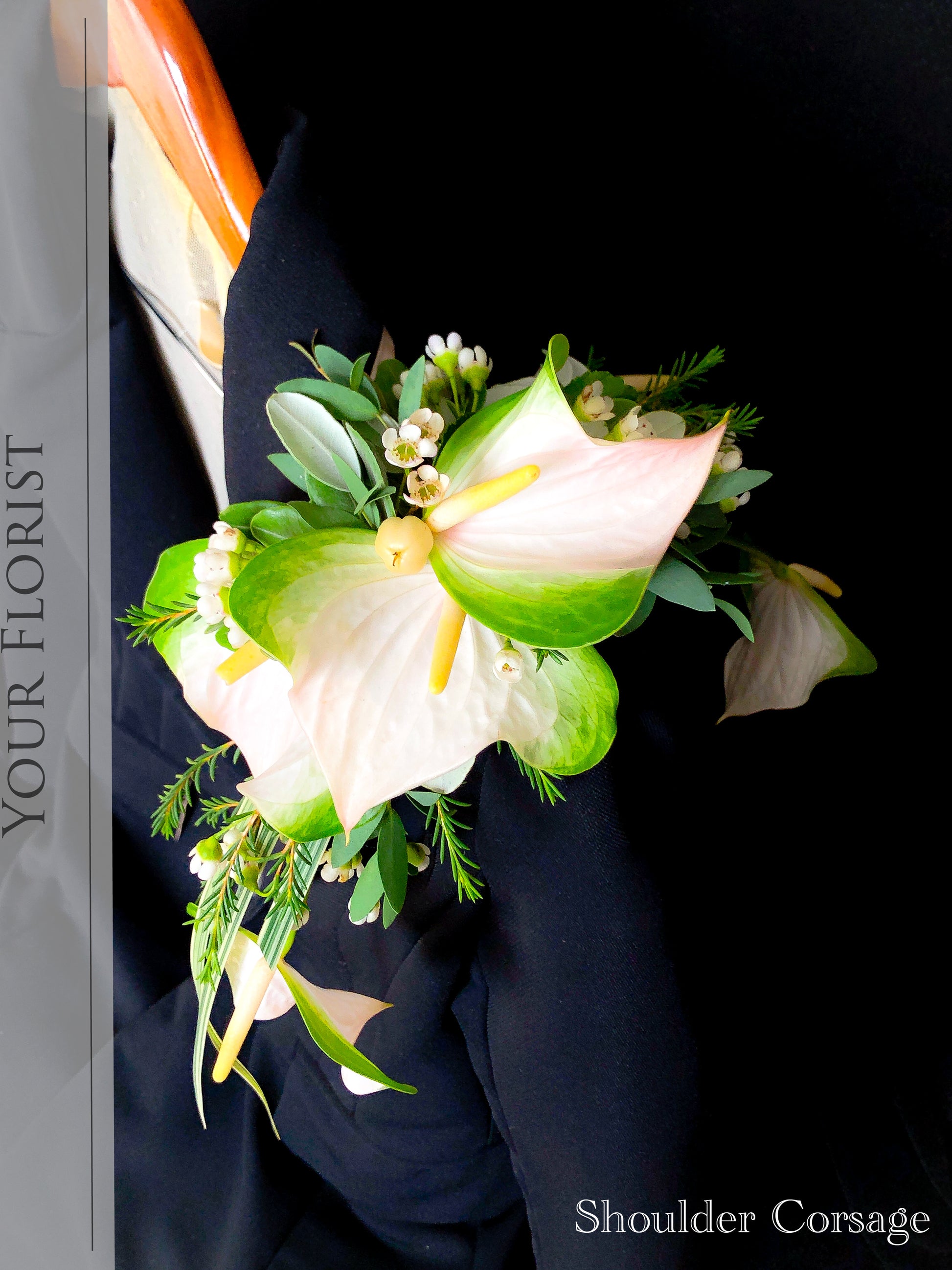 anthurium corsage Anthurium Shoulder Corsage 青掌肩花