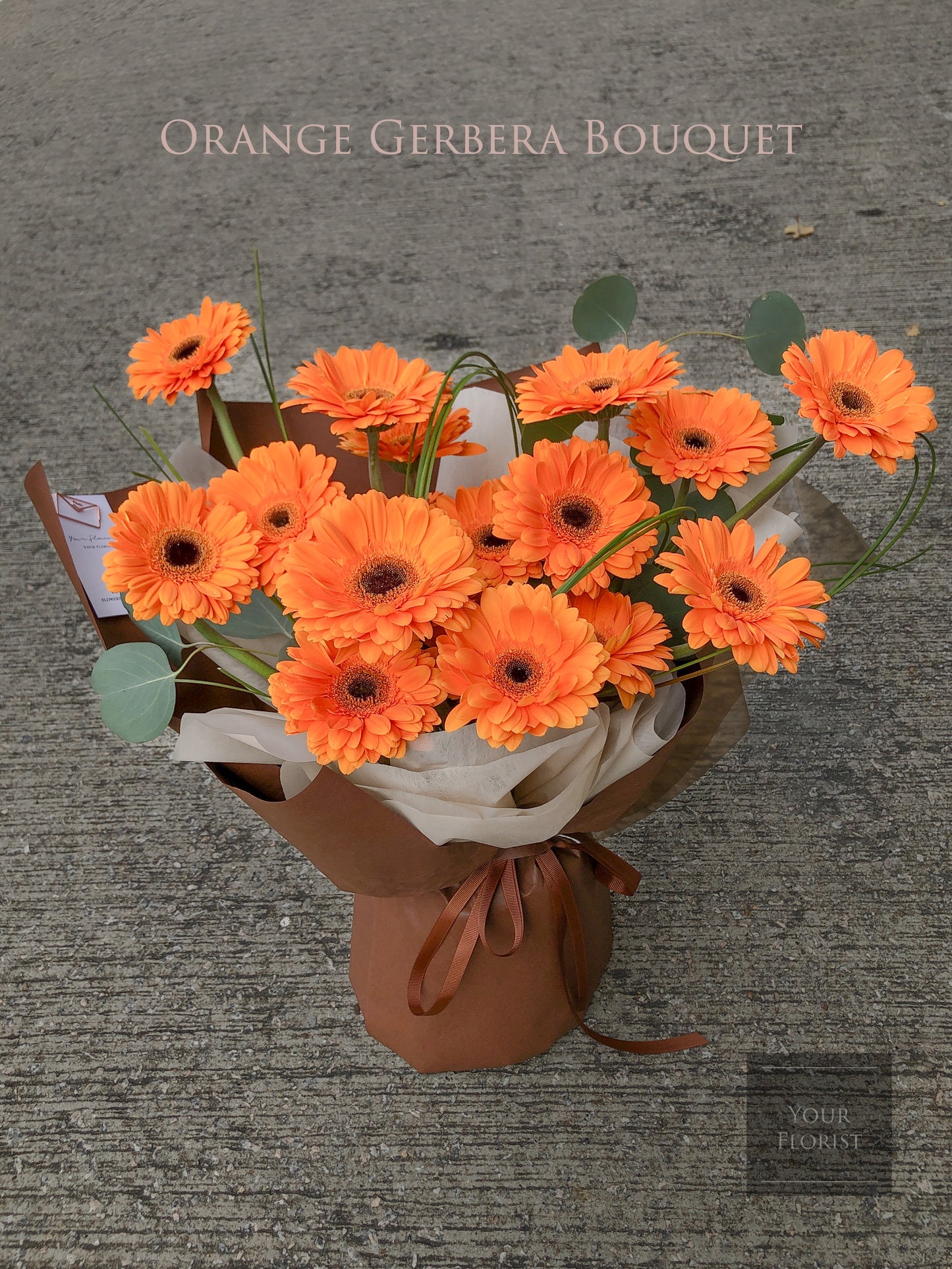 Orange Gerbera Hand Tied Bouquet (Structural Design) 橙太陽菊架構式手綁花束