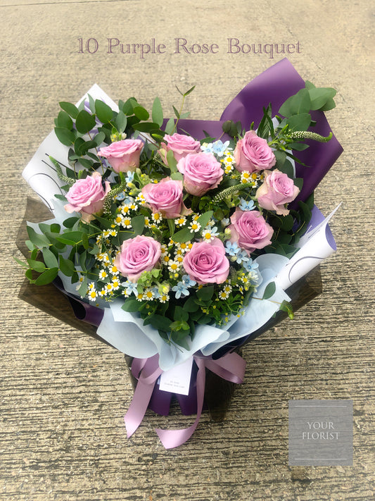 10 Purple Rose Bouquet