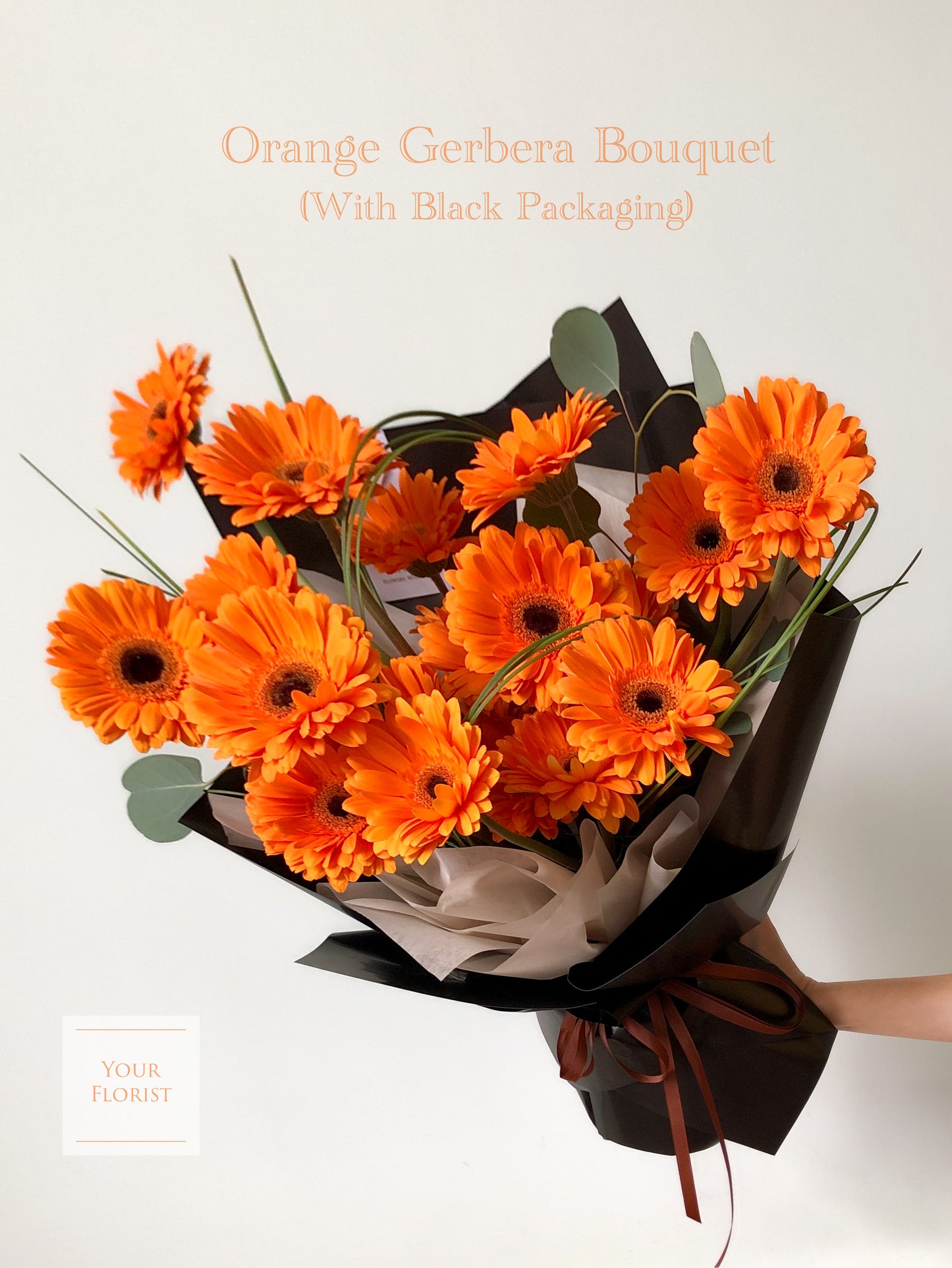 Orange Gerbera Hand Tied Bouquet (Structural Design) 橙太陽菊架構式手綁花束