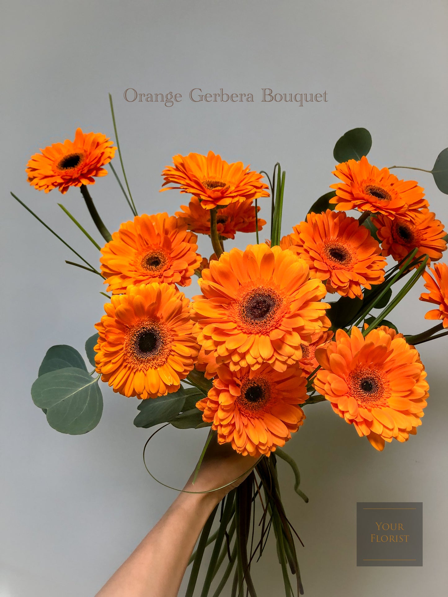 Orange Gerbera Hand Tied Bouquet (Structural Design) 橙太陽菊架構式手綁花束