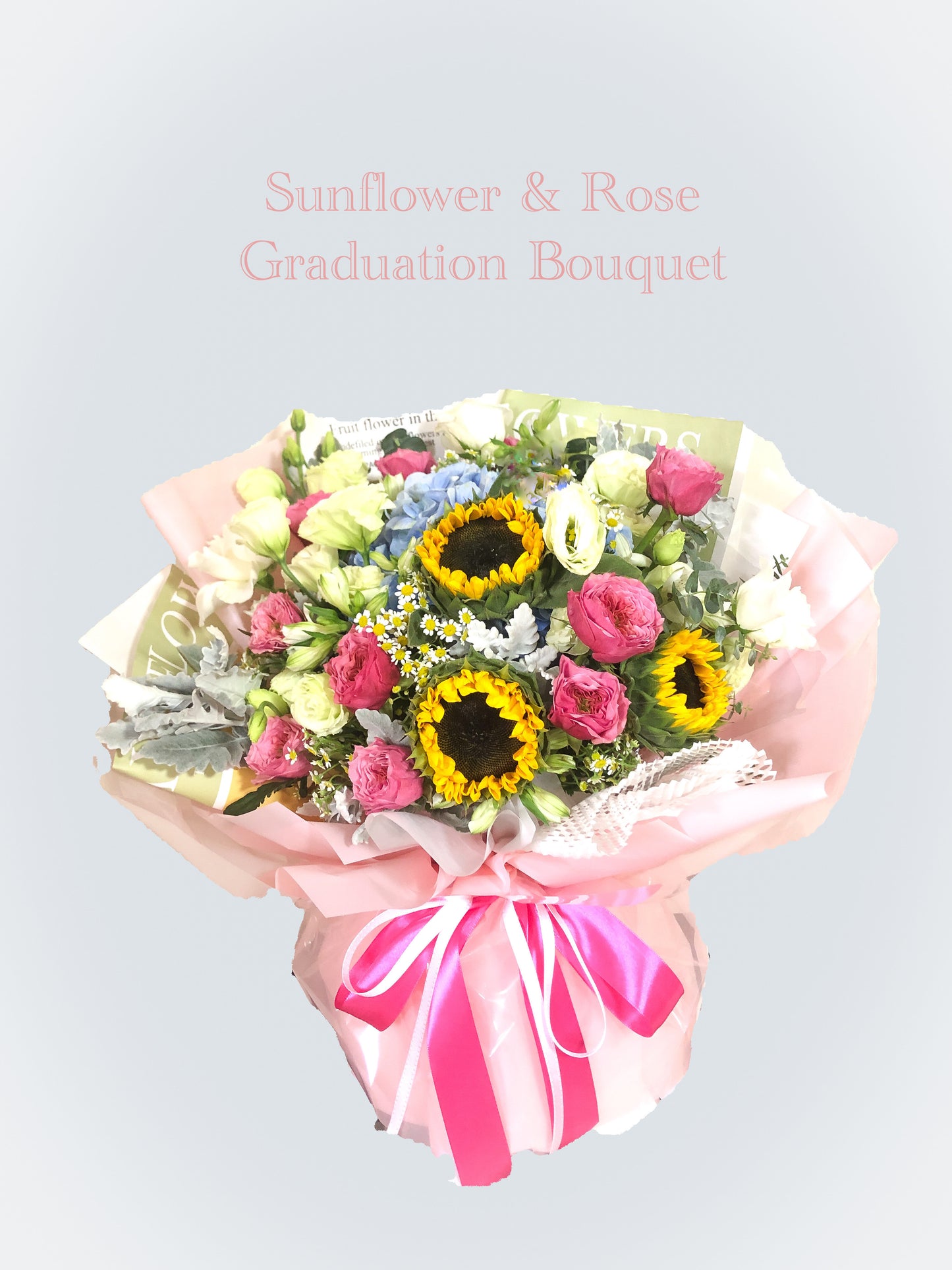 Sunflower Hydrangea and Rose Bouquet 向日葵繡球花玫瑰花束