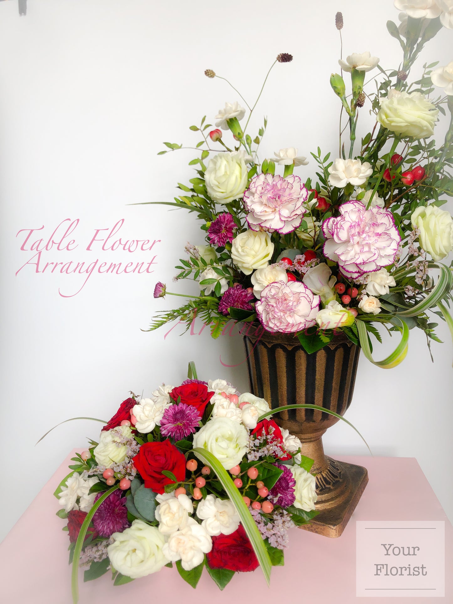 Reception Table Flower in Pink 粉紅色系枱花(高低組合）