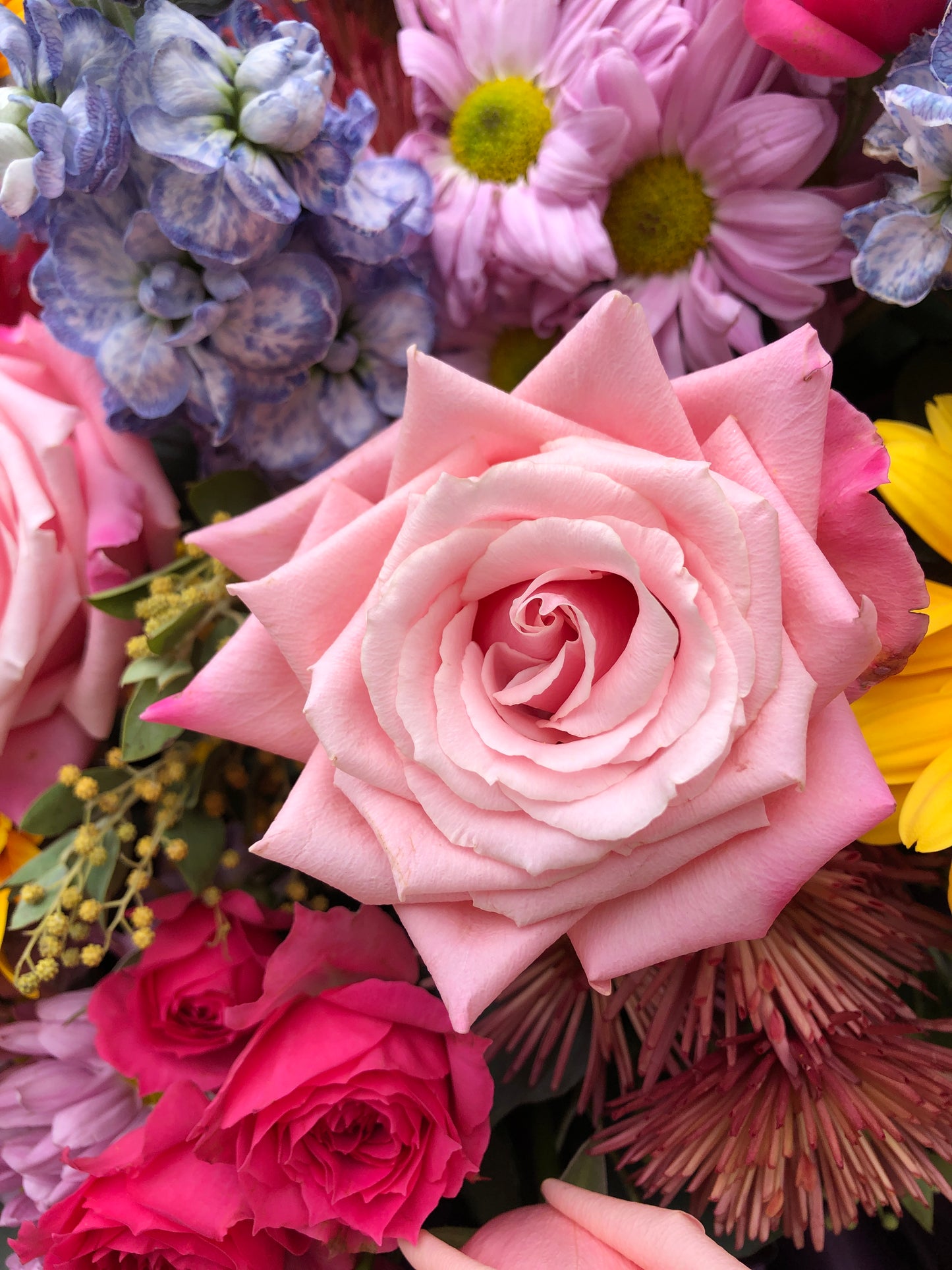 Pastel Color Opening Flower Basket with Wooden stand 粉彩色開張花籃連木腳架及花紙包裝