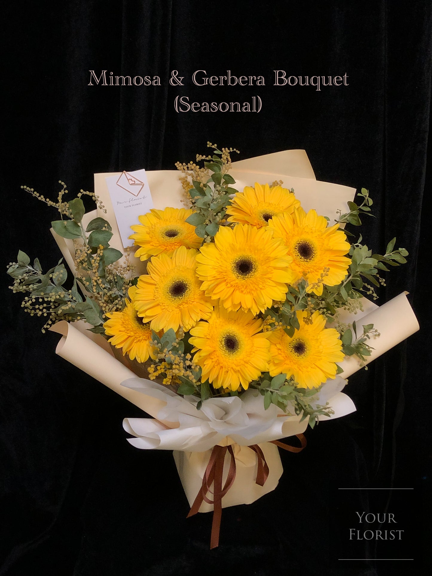 Mimosa & Gerbera Bouquet (Seasonal) 金合歡太陽菊花束（季節性）