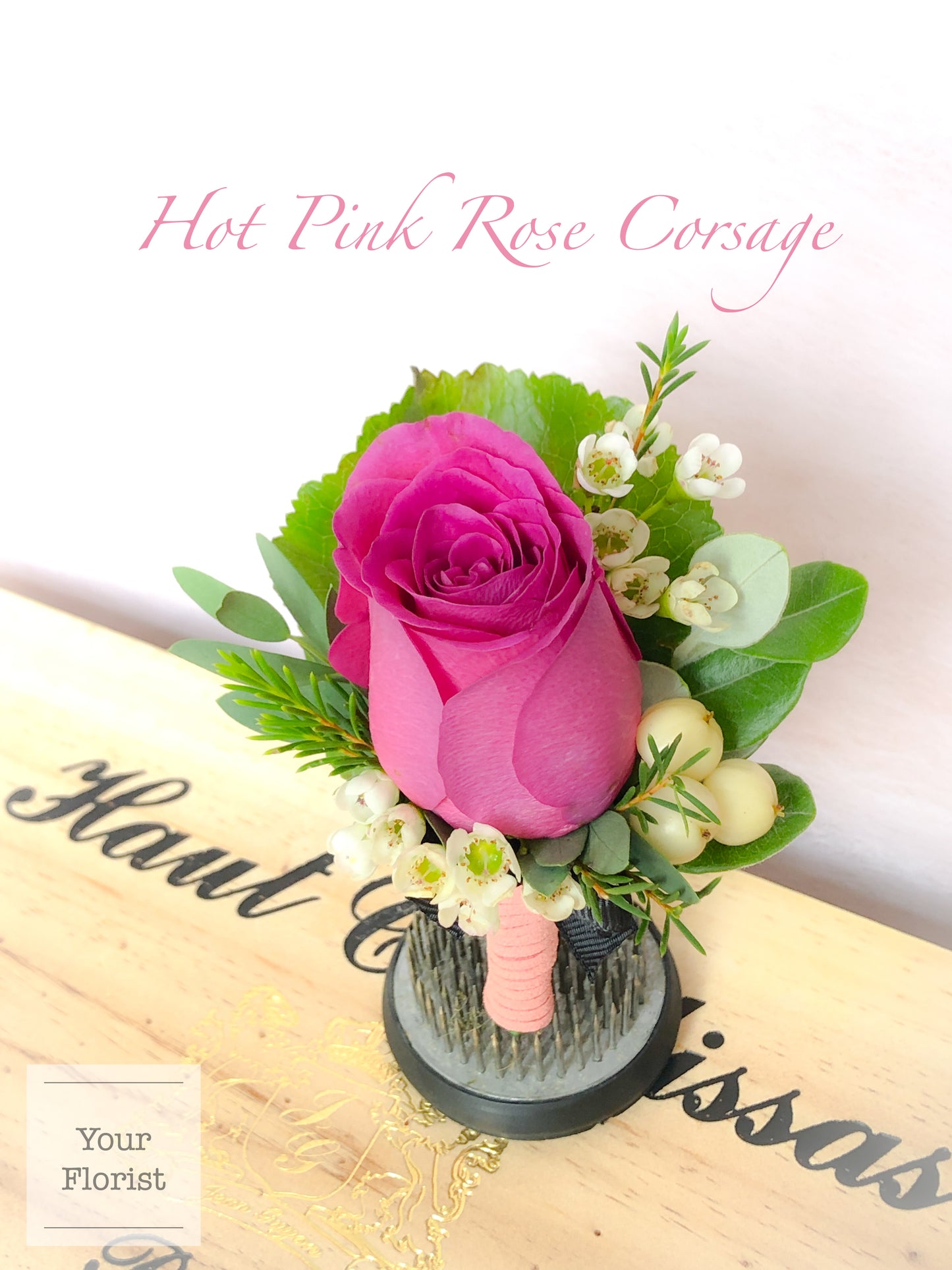 Hot Pink Rose Corsage 桃紅玫瑰襟花