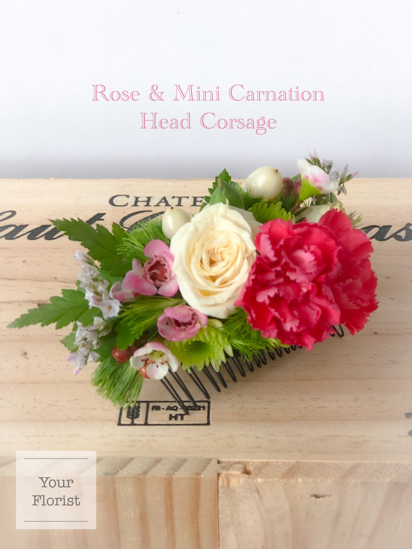 Rose & mini carnation Head Corsage 玫瑰小丁頭花